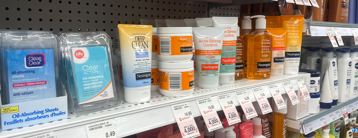 Photo of the skincare aisle at a drugstore