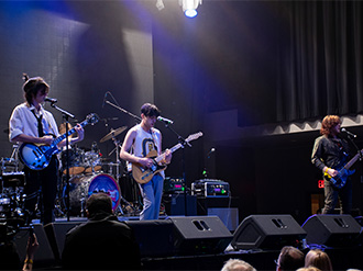 Photo of a band playing on stage at Rum Runners