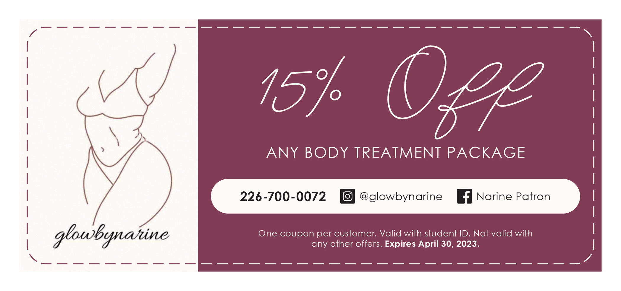 15% off any body treatment package