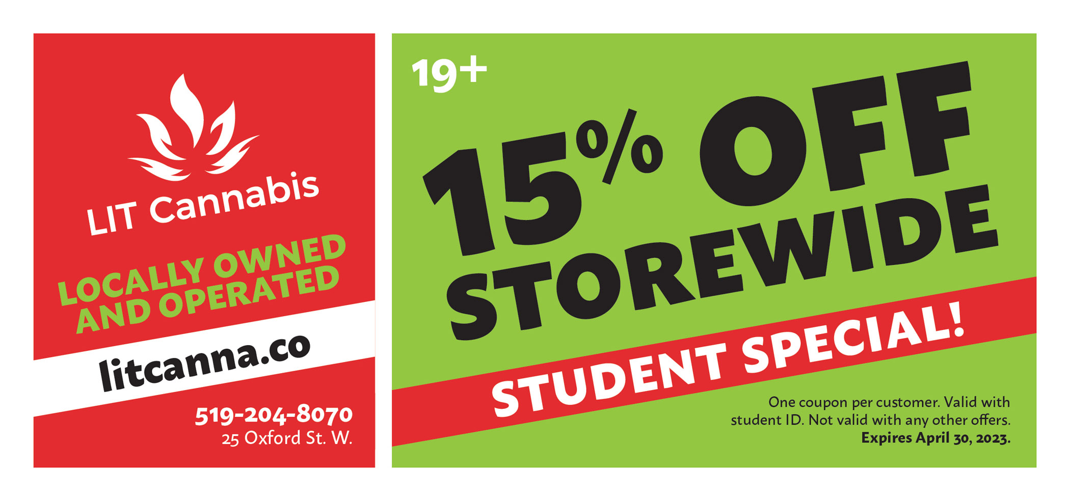 (19+) 15% off storewide student special